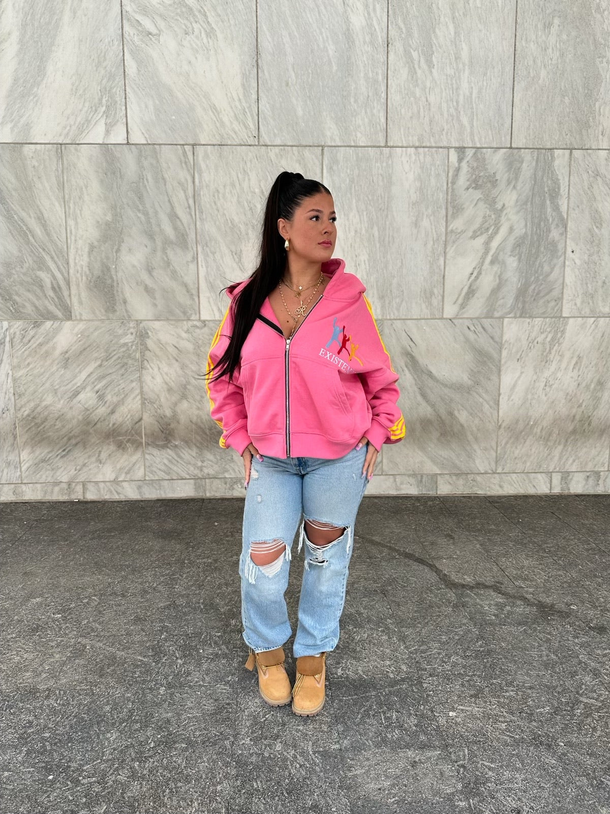 Pink "EXISTENCE" Zip Up